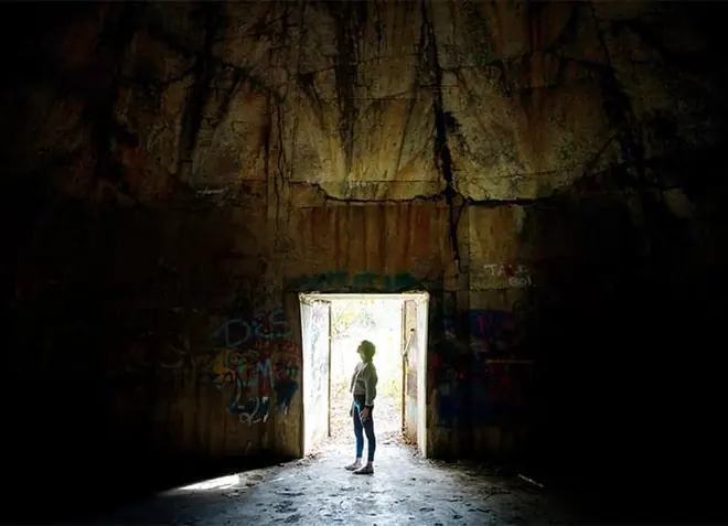 A concrete igloo bunker in the TNT Area north of town